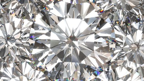 Beautiful sparkling diamond. Kaleidoscope, rotating background.