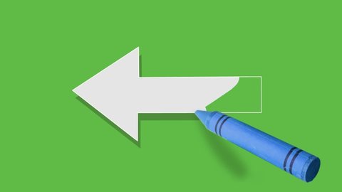 Drawing an white arrow on left direction on green background
