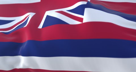 Flag of Hawaii state, region of the United States, waving at wind. Loop