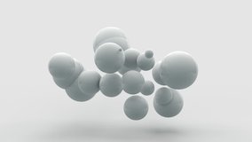 Abstract 3D animation of a white cube that splits into many small cubes in zero gravity. Cubes turn into spheres. But then the geometry and shapes are restored. - Powered by Shutterstock - Get 15% off with code: PIKWIZARD15