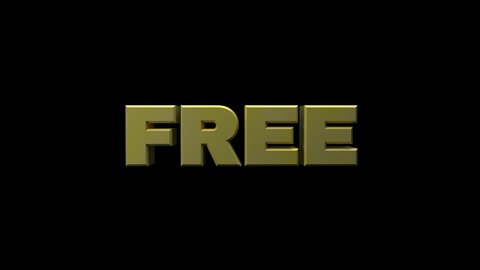 3d gold text letters free on Black Background and Alpha Channel 