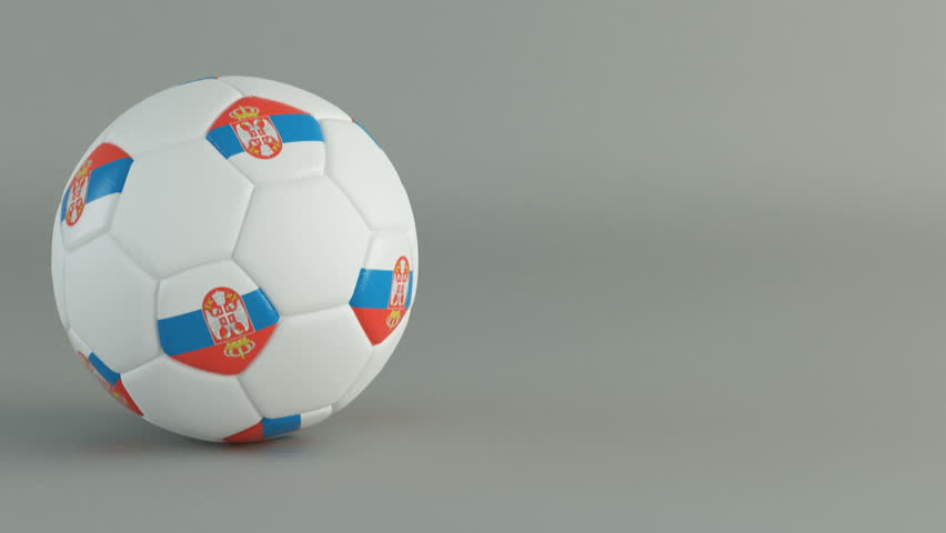 3D Render of spinning soccer ball with flag of Serbia