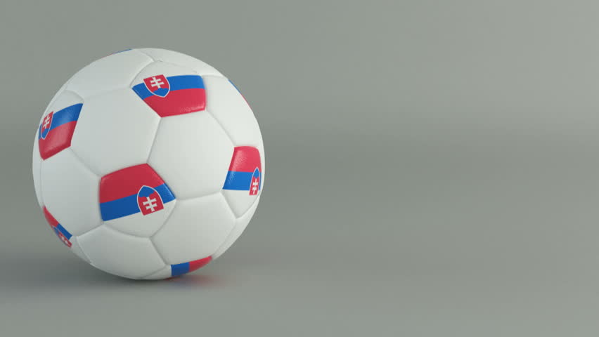 3D Render of spinning soccer ball with flag of Slovakia