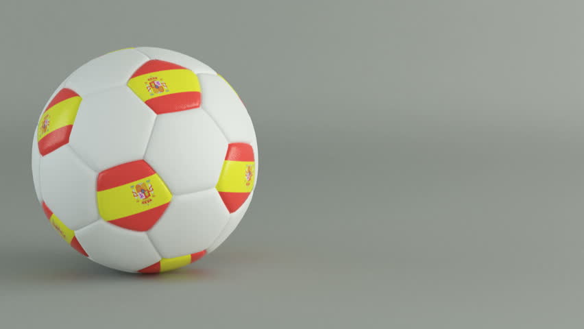 3D Render of spinning soccer ball with flag of Spain