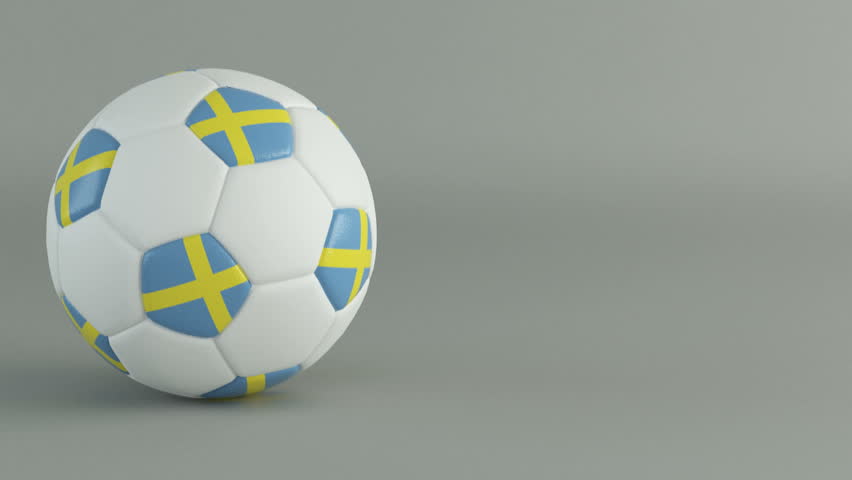 3D Render of spinning soccer ball with flag of Sweden