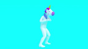 Dance Unicorn funny. Silly dancing. Loop animation with Luma Mask 4k animation
