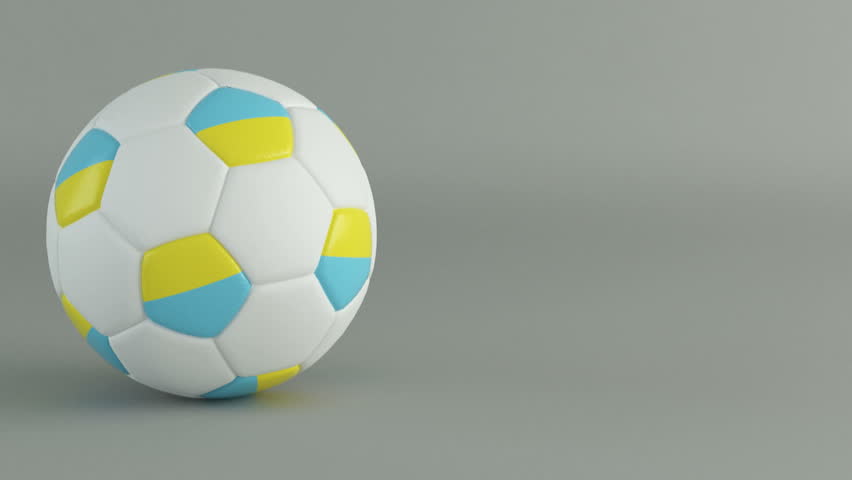 3D Render of spinning soccer ball with flag of Ukraine