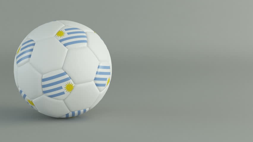 3D Render of spinning soccer ball with flag of Uruguay