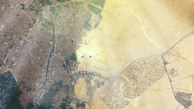 Giza Pyramids from Space. Elements of this video furnished by NASA.