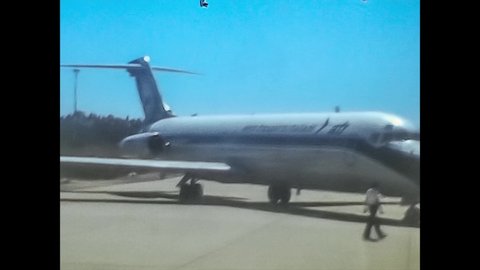 ALGHERO 8 JUNE, ITALY 1974: Alghero airport in the mid 70's, 4k digitized footage