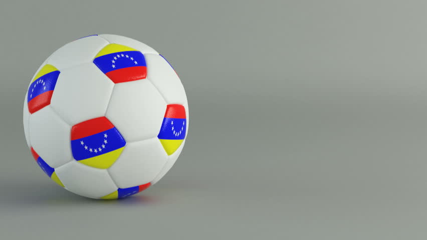 3D Render of spinning soccer ball with flag of Venezuela