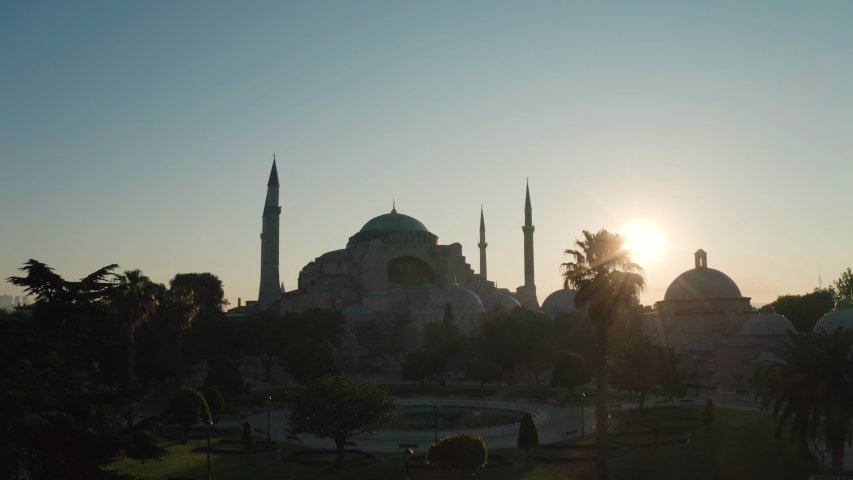 Aerial view of Hagia Sophia in Istanbul. 4K Footage in Turkey