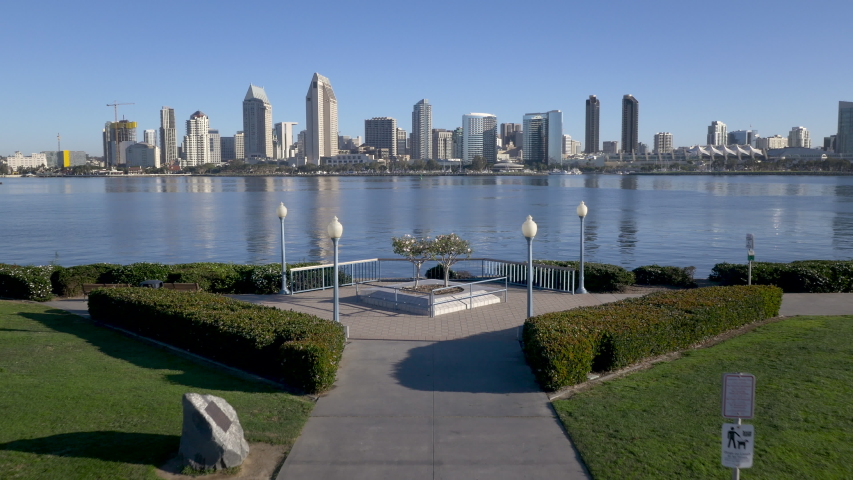 Drone Downtown San Diego Skyline Royalty-Free Stock Footage #1056025583