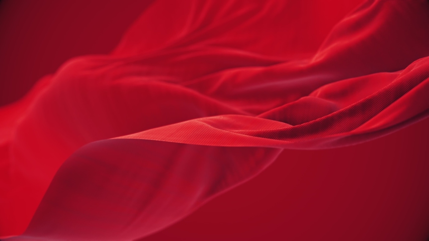 4k Red wave satin fabric loop background.Wavy silk cloth fluttering in the wind.tenderness and airiness.3D digital animation of seamless flag waving ribbon streamer riband.  Royalty-Free Stock Footage #1056029825