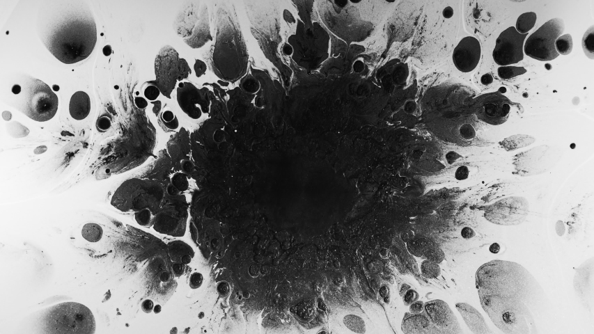 Ink grunge background. Surreal universe. Black glitter liquid splash with spreading copy space on white. | Shutterstock HD Video #1056031235