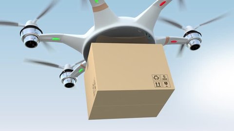 Drone delivery cardboard package to the order's home