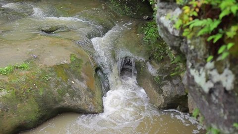 Mountain river water flow. Waterfall