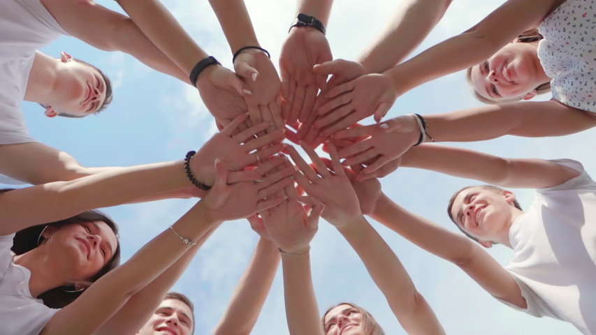 Collaboration colleagues, teamwork, stacking hands, Collaboration ...