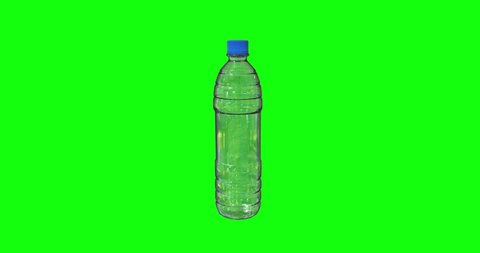 8 intro animations of an empty water bottle.
Green screen Chroma Key Background. Concept of contamination, plastic, environment, packaging recycle and trash.