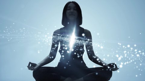 Mindfulness meditation concept. Meditating young woman. Yoga. Concentration.