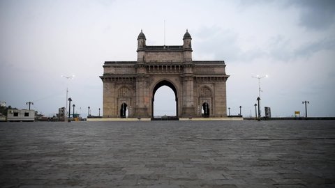 MUMBAI/INDIA -MAY 3, 2020: General view of a deserted Gateway of India during the government-imposed nationwide lockdown as a preventive measure against the COVID-19 coronavirus.