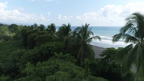 Costa Rica Aerial Drone Video of Playa Matapalo Beach. Tourist destination and vacation holiday beach in Costa Rica, Central America.