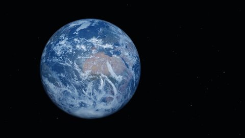 Photo realistic 3D earth on the left. Space for text on the right. Earth from space. Rotating planet earth. [ProRes - UHD 4K]