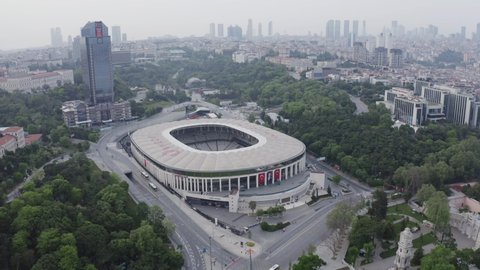 Istanbul / Turkey - 01.06.2020: Aerial view of Besiktas Stadium.