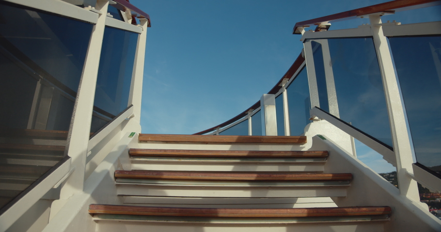 Young girl climbing the stairs. Shot on Black Magic Cinema Camera