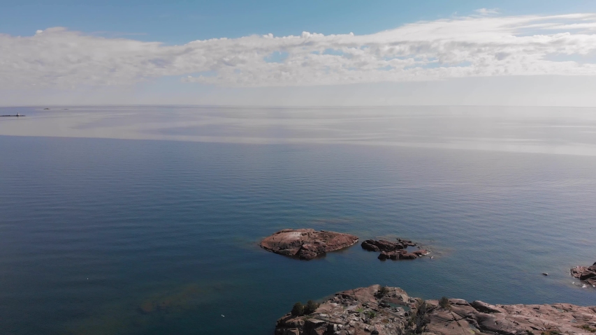 aerial view of lake Superior rocks