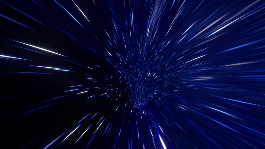 Wormhole through time and space, warp through science fiction. Abstract jump in space in hyperspace among colorful stars. Flying through blue purple data tunnel. Seamless loop, 3d animation in 4K | Shutterstock HD Video #1056141335