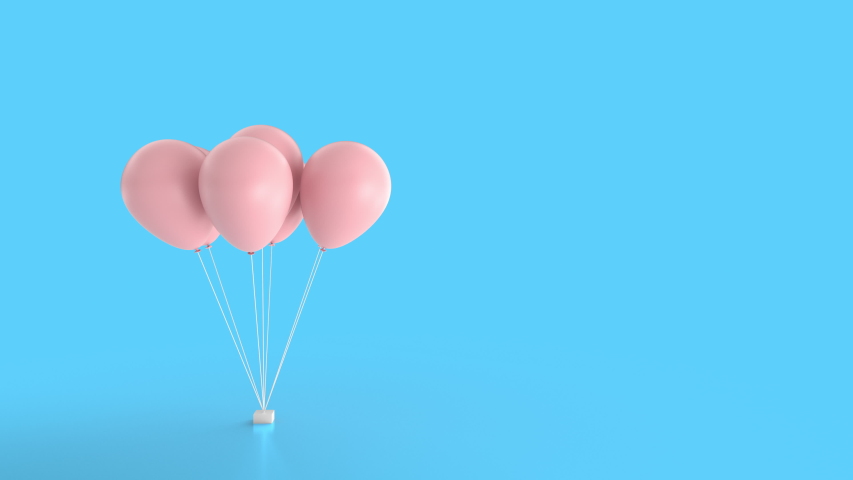 Pink Balloons Flying on Blue Background. Birthday, Valentines, Anniversary Concept. Included Balloons Matte Clip. Change Balloon and Backgroud Color with Hue Saturation Effects. Realistic and Stylish. Royalty-Free Stock Footage #1056152063