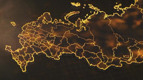 Abstract map of Russia.
Night, lights and gold.