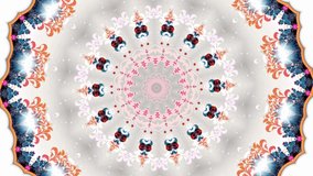Video of Fashionable Seamless Hex Kaleidoscope design for Intro. Creative Virtual Reality footage for Background of Yoga. Mosaic Seamless Ornamental Mandala and Decorative Multi Color Floral Loop.