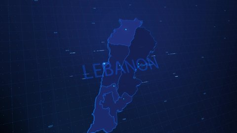 A stylized rendering of the Lebanon map conveying the modern digital age and its emphasis on global connectivity among people