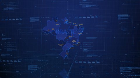 A stylized rendering of the Brazil map conveying the modern digital age and its emphasis on global connectivity among people
