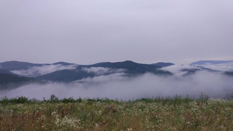 Time Lapse summer thunderstorm landscape in the Carpathians