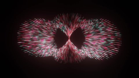 HD video animation of 3d rendering colorful barbed unique object rotating on its axis in slow motion, isolated on black background.