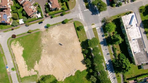 Empty Real Estate Lot found on Neighborhood Property, Aerial Bird's Eye View