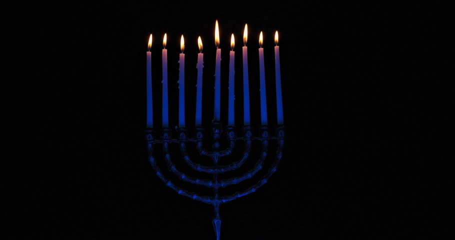 Lit Hanukkah Menorah Candles Burning Stock Footage Video (100% Royalty ...