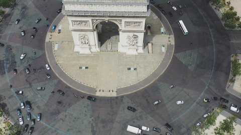 Aerial video of the Arc de Triomphe in Paris, Arc de Triomphe in Paris, Drone view in France, panoramic view of Paris, Arc de Triomphe, Famous places in France, famous places in Paris, France