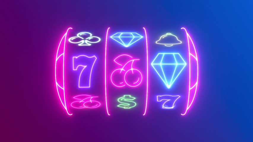 Slots, with vintage style, animated with neon lights. | Shutterstock HD Video #1056236108
