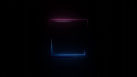 Blue and purple neon square frame. Abstract futuristic motion background. Loop animation. Video animation Ultra HD 4K 3840x2160