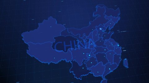 A stylized rendering of the China map conveying the modern digital age and its emphasis on global connectivity among people