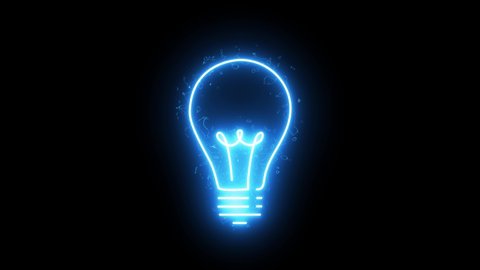 Cool glow animation of light bulb and energy 4k. Abstract Bulbs Background. Creative Idea Concept with light bulb turning on and off.