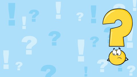 Yellow Question Mark Character Thinking. 4K Animation Video Motion Graphics With Background
