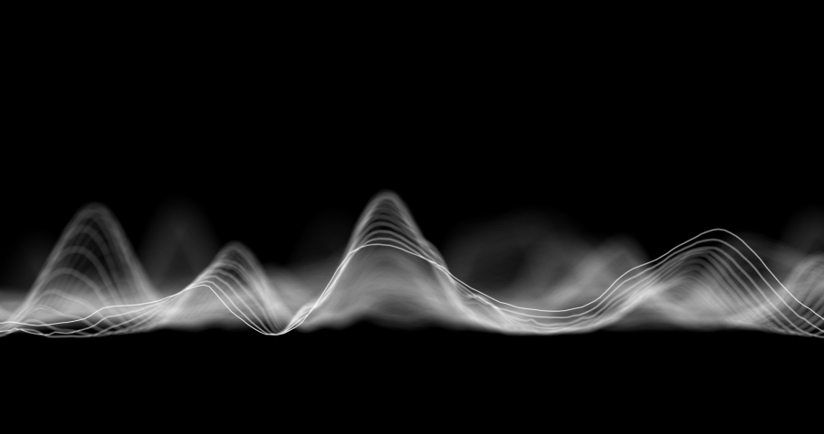 Audio wavefrom. Abstract music waves oscillation. Futuristic sound wave visualization. Synthetic music technology sample. Tune print. Distorted frequencies. 4k UHD | Shutterstock HD Video #1056276257
