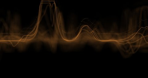 Audio wavefrom. Abstract music waves oscillation. Futuristic sound wave visualization. Synthetic music technology sample. Tune print. Distorted frequencies. 4k UHD