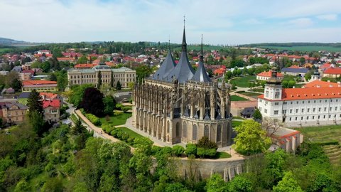 View of Kutna Hora with Saint Barbara's Church that is a UNESCO world heritage site, Czech Republic. Historic center of Kutna Hora, Czech Republic, Europe. 
