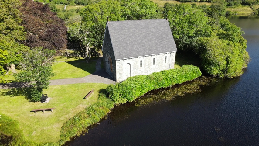 Idyllic views around a remote church surrounded by mountains